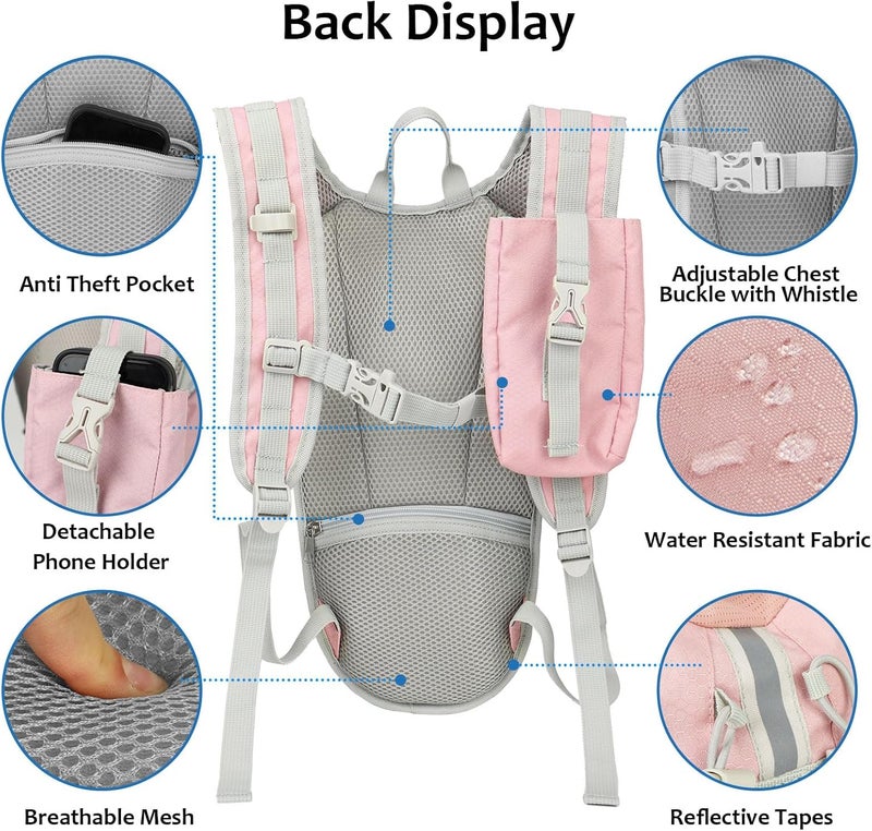 DEVONWIDE Lightweight Hydration Backpack 2L Water Bladder Pack for Running, Cycling, Hiking – Anti-Theft Water Backpack with Phone Holder, Trekking Pole Holder & Reflective Strips for Men & Women - Image 5